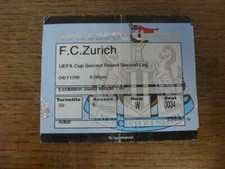 11.04.1999 Ticket: Newcastle United - Zürich [UEFA-Pokal] (gefaltet, geknickt)