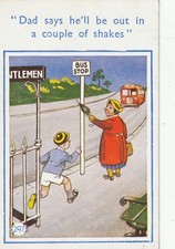 AK   England - Humor - Auto (1) - Bus-Haltestelle - Frau und Bube