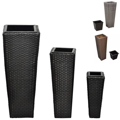 Polyrattan pflanzkübel - 3x,