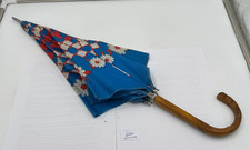 Alter antiker Kinder Regenschirm oder Sonnenschirm blau Blumen 70er 80er retro