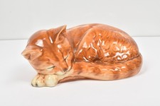 Goebel W. Germany - Porzellanfigur Katze - schlafend - rotbraun - Vintage - Neuw
