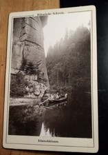 Böhmische Schweiz - Edmundsklamm - Menschen auf einem Boot / Lichtdruck KAB