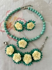 Vintage ROSA TEMPLIN Parure/Set Kette, Armband und Ohrclips in Originalbox