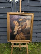 Gemälde Portrait Öl auf Leinwand Antik handgemalt altes Bild Kunstwerk 82 X 70cm