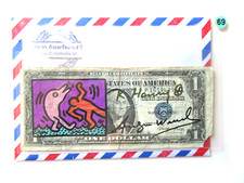 1$ VON ANDY WARHOL UND KEITH HARING ORIGINAL + 2x SIGNIERT, USPS-ST 1987