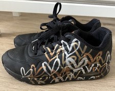 Skechers Uno Lite Metallic Love Schuhe Größe 39 Herz Sneaker schwarz gold 
