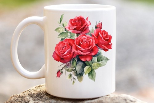 Aquarell rote rose tasse - rote,