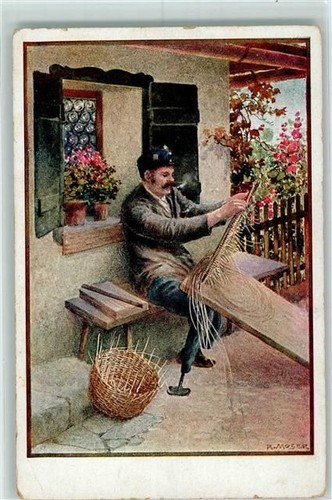 Korbflechter künstlerkarte - korbflechter,