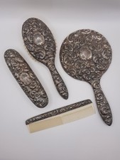Silber Frisierset Kamm Spiegel 2 Bürsten, 800er Silber Antik silver antique