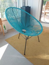 Acapulco Chair - türkis - Spaghetti Sessel -schwarzes Eisen - Garten - Top