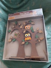 2 Deko-Figuren, Holz , Bäume mit Eule, neu, OVP 