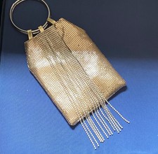 luxuriöse Vintage Abend Hochzeit Handtasche 16x14cm Strass besetzt goldfarben