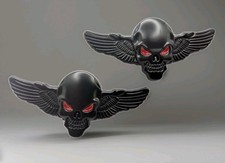 2X 3D Metall Totenkopf Flügel