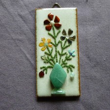 Mini-Fliese Deko mit echten Halbedelsteinen außerg./ Handarbeit Flohmarktfund