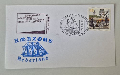 Postkarte mit schiffsstempel - postkarte,