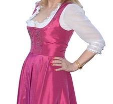 Lodenfrey Dirndl 38 pink glänzend Strass Bordüre neuwertig