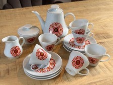 Vintage PMR Jaeger Bavaria Kaffeeset 15 Teile 70ger Jahre Porzellan