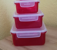 3 x Lock Lock Dosen-Set quadratisch 410 ml, 750 ml, 1,2 L, Beere