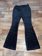 ASOS Damen Samt Schlaghose flared Leggings Schwarz mit Stretch Größe EU 40