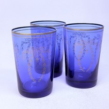 3x Kobaltblaue Wassergläser