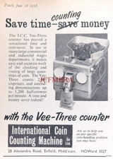 Internationale Münzzählmaschine "V3 Zähler" ANZEIGE: Kleindruck 1958 670/63