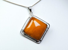 800 Silber - antiker großer Art Deco Anhänger - Butterscotch Bernstein