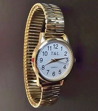 Quartz Uhr Flexband Stretcharmband Edelstahl gold Herren Damen unisex Armbanduhr