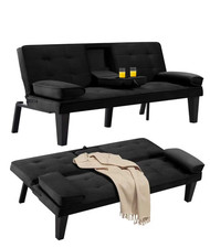 65" Linen Futon Sofa Bed with