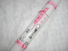  Kerze, Kommunionkerze weiß 400x40 mit Kreuz und Kelch, silber pink rosa