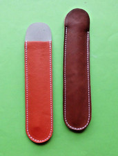 2 Stifte Etui aus Leder  16 x 3,5 cm  braun +  orange