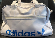 adidas Tasche # Sporttasche # Reisetasche # weiß mit blauer Schrift # Vintage # 