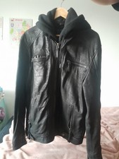 Lederjacke mit Kapuze, Größe 52