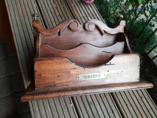 Alte Brief ablage Holz Schnitzerei Briefsammler vintage Landhaus Requisite 84R