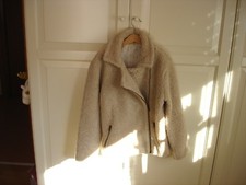 ZARA Kuschel BIKER Jacke kunst Fell Gr.152 BLOGGER Übergangsjacke wollweiß Wolle