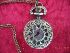 Taschenuhr Umhängeuhr "12-Loch" bronzefarben mit Kette NEU + OVP Steampunk Goth