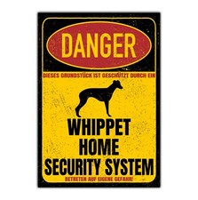 Whippet Windhund Schild Danger
