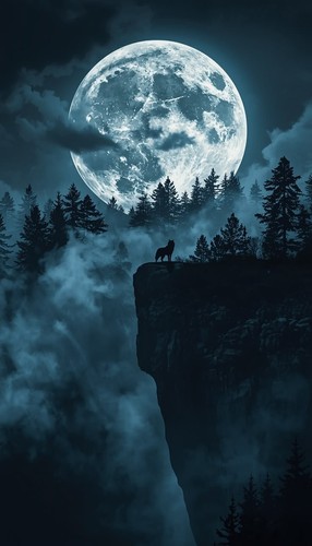 Wolf bei vollmond - wolf,