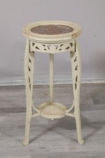 Jugendstil Beistelltisch Holz geschnitzt weiß gefasst mit Marmor um 190(MVL4751)