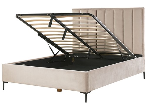 Polsterbett samtstoff beige - samtstoff,
