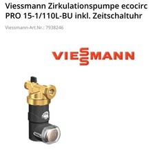 Viessmann Zirkulationspumpe ecocirc PRO 15-1/110L-BU inkl. Zeitschaltuhr 7938246