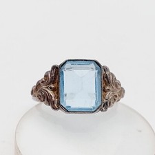 Antiker 800er Silber Ring  Blau Farbstein Gr. 51 11