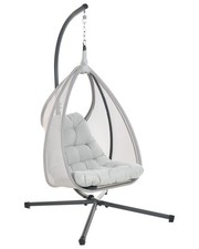 Hängesessel mit Gestell Metall Mesh helles Grau inkl. Kissen modern Avegno