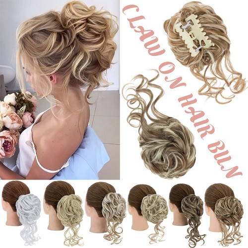 Gelockt messy bun clip haar - clip, in