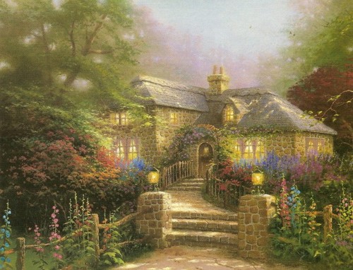 Thomas kinkade hollyhock house - thomas,