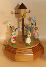 Seltene Spieluhr Spieldose WEHA Erzgebirge Vogeltanz Blumenkinder Maitanz