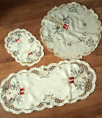 3tlg set weihnachtsdeckchen - set, -weihnachtsdeckchen