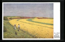 Künstler-AK Hans von Volkmann: Blühende Rapsfelder 