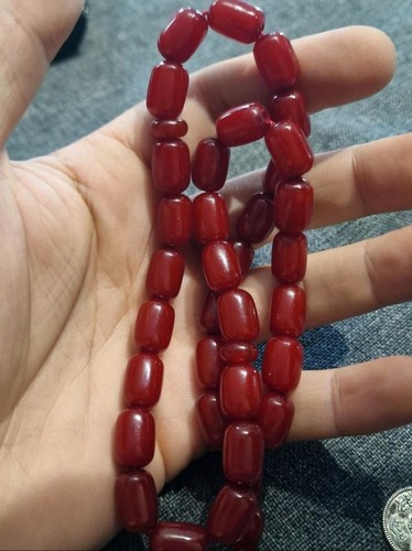 Cherry amber bakelite beads - cherry,