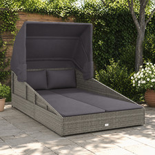 Sonnenliege Polyrattan Grau