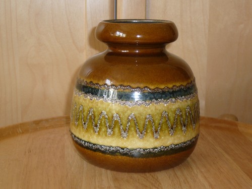 Vase braun zickzack dekor - vase,